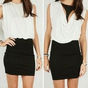 MASON by Michelle Mason  Reversible Draped Neck Dress Leather Silk